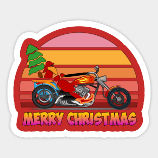 cool biker Santa Claus and Christmas tree Sticker